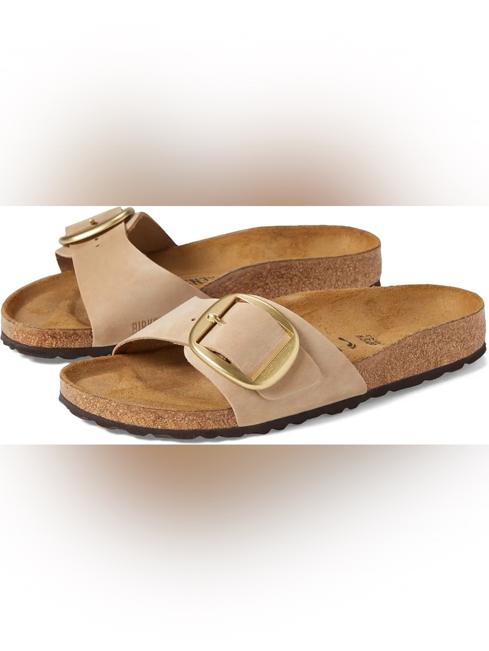 Birkenstock Madrid Sandals Beige with Gold Buckles